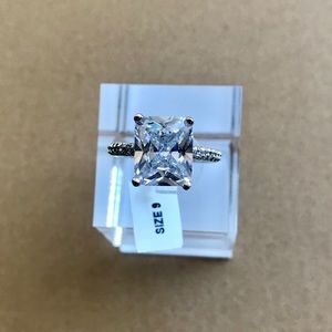 925 SS Radiant Cut Engagement Ring